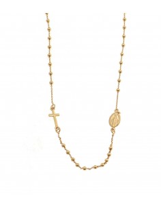 Rose gold plated round rosary necklace with 2.5 mm smooth sphere. in 925 silver