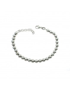 5mm smooth ball bracelet. white gold plated in 925 silver