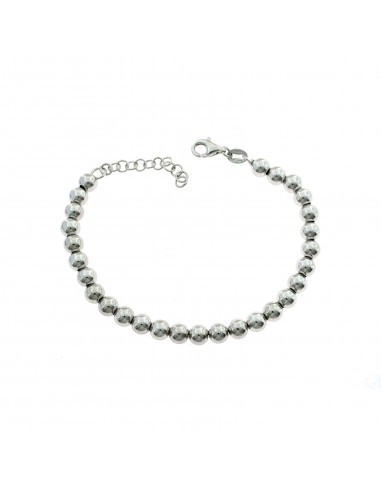 5mm smooth ball bracelet. white gold plated in 925 silver