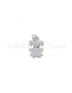 Double plate baby pendant 14x11 mm. white gold plated in 925 silver