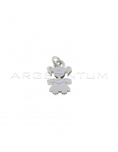 Double plate baby pendant 14x11 mm. white gold plated in 925 silver