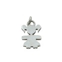 Double plate girl pendant 20x16 mm. white gold plated in 925 silver