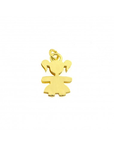 Double plate girl pendant 20x16 mm. yellow gold plated in 925 silver