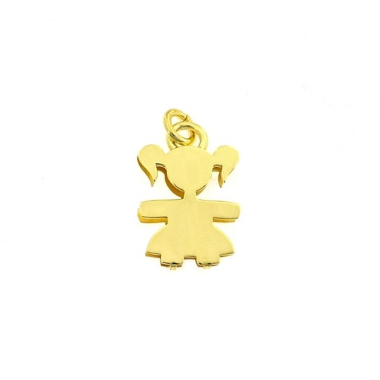 Ciondolo bimba a doppia lastra 20x16 mm. placcato oro giallo in argento 925