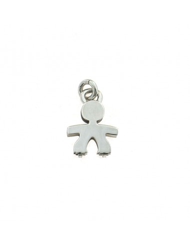 Double plate baby pendant 13x15 mm. white gold plated in 925 silver