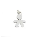 Double plate baby pendant 19x20 mm. white gold plated in 925 silver