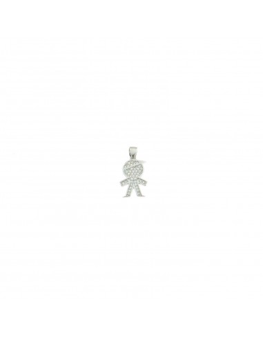 Baby pendant 10x14 mm. white gold plated with white cubic zirconia pave in 925 silver