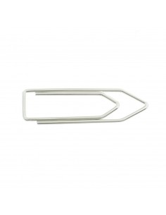 White gold plated v tubular paper clip money clip in 925 silver