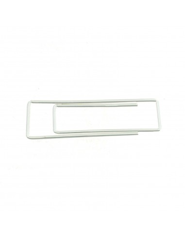 White gold plated rectangular tubular paper clip money clip in 925 white silver