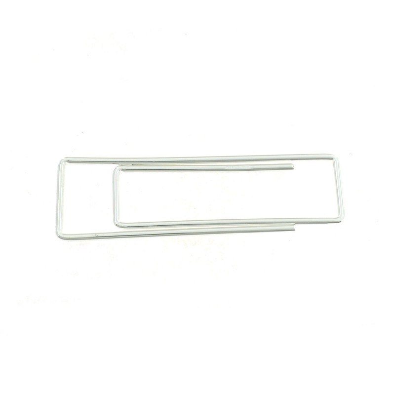 White gold plated rectangular tubular paper clip money clip in 925 white silver