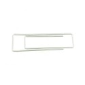 White gold plated rectangular tubular paper clip money clip in 925 white silver