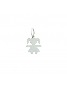 13x17 mm plate girl pendant. white gold plated in 925 silver