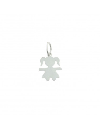 13x17 mm plate girl pendant. white gold plated in 925 silver