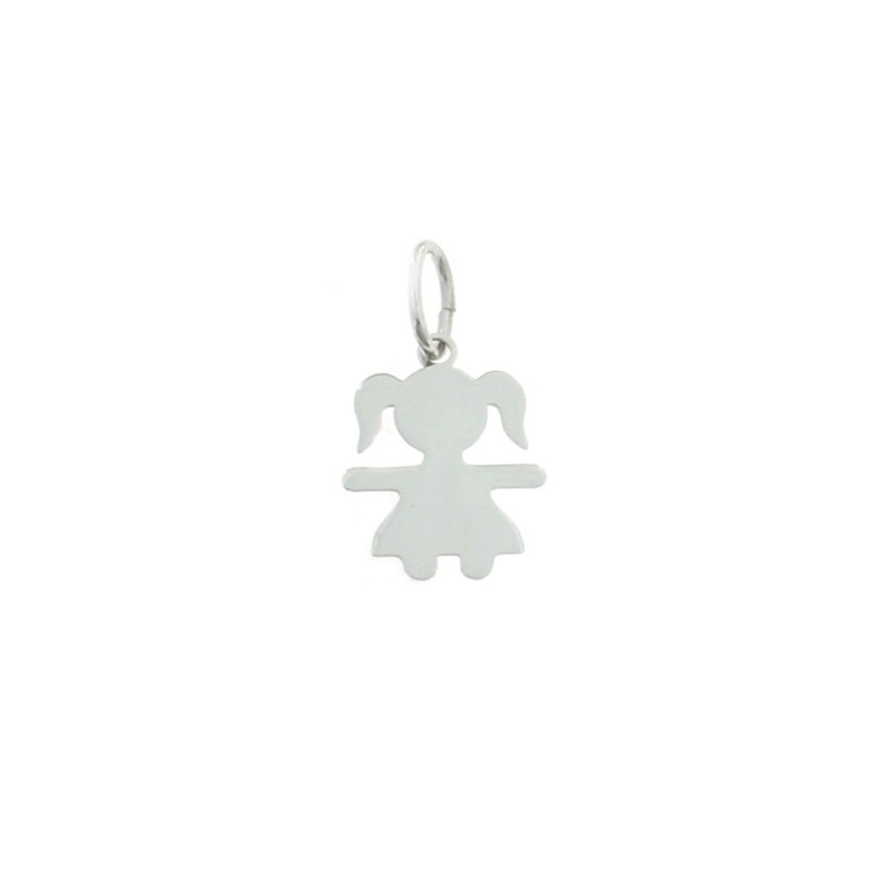 13x17 mm plate girl pendant. white gold plated in 925 silver