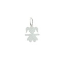 13x17 mm plate girl pendant. white gold plated in 925 silver