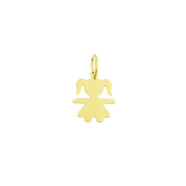 Ciondolo bimba a lastra 13x17 mm. placcato oro giallo in argento 925