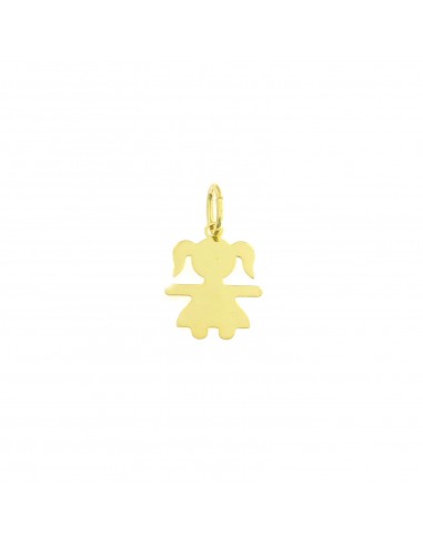 13x17 mm plate girl pendant. yellow gold plated in 925 silver
