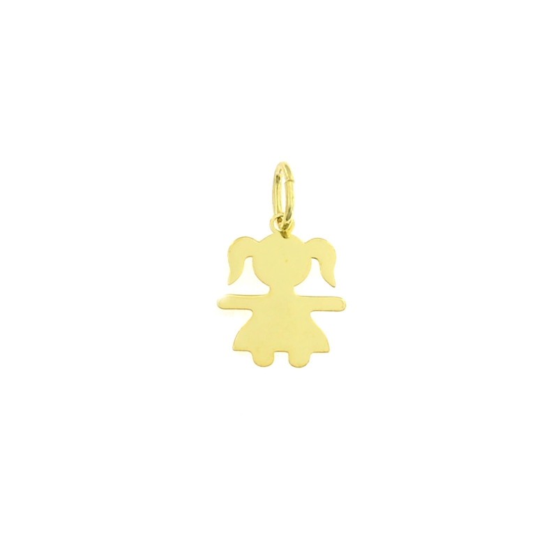 13x17 mm plate girl pendant. yellow gold plated in 925 silver