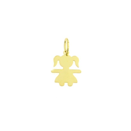 13x17 mm plate girl pendant. yellow gold plated in 925 silver