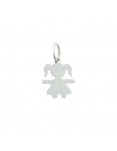 Girl pendant with 16x22 mm plate. white gold plated in 925 silver