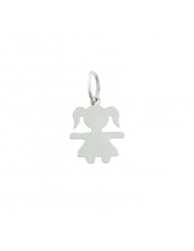 Girl pendant with 16x22 mm plate. white gold plated in 925 silver
