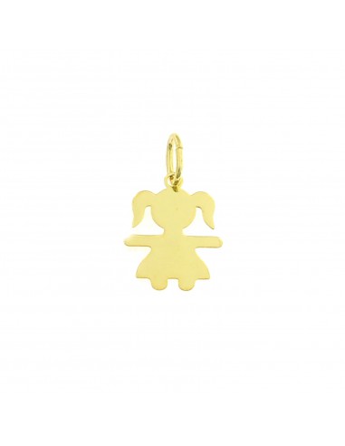 Girl pendant with 16x22 mm plate. yellow gold plated in 925 silver