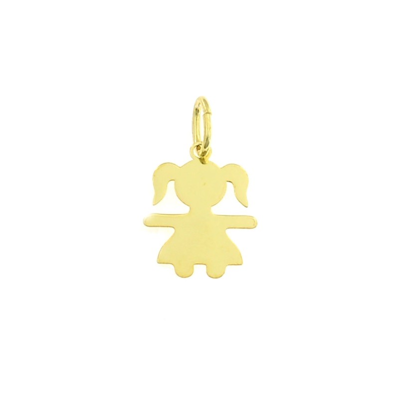 Girl pendant with 16x22 mm plate. yellow gold plated in 925 silver