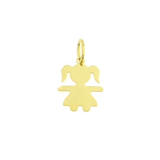 Ciondolo bimba a lastra 16x22 mm. placcato oro giallo in argento 925