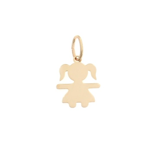 Ciondolo bimba a lastra 16x22 mm. placcato oro rosa in argento 925
