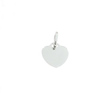 Heart pendant in 12 mm plate. white gold plated in 925 silver