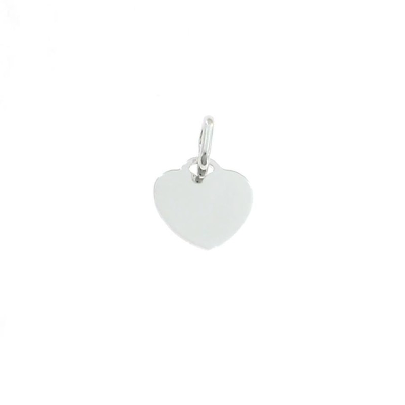 Heart pendant in 12 mm plate. white gold plated in 925 silver