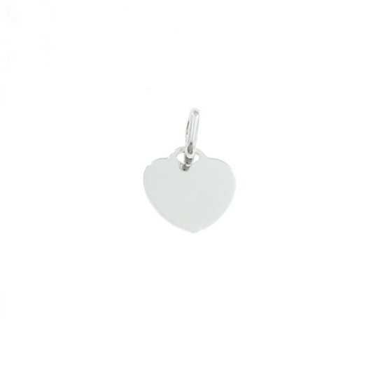 Ciondolo cuore a lastra 12 mm. placcato oro bianco in argento 925