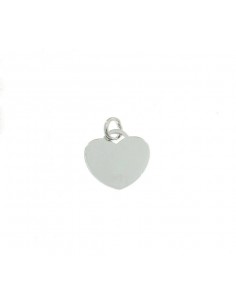 Ciondolo cuore a lastra 15 mm. placcato oro bianco in argento 925