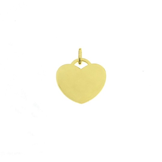 Ciondolo cuore a lastra 15 mm. placcato oro giallo in argento 925