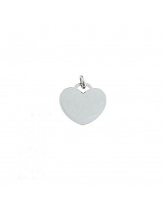 Ciondolo cuore a lastra 18 mm. placcato oro bianco in argento 925