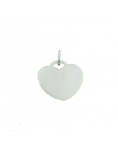 Plate heart pendant 22 mm. white gold plated in 925 silver