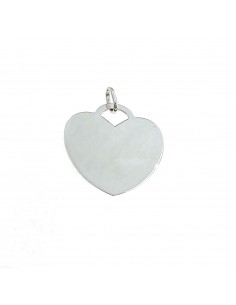 Plate heart pendant 28 mm. white gold plated in 925 silver