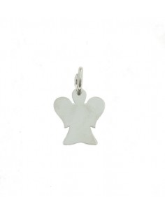 Plate angel pendant 17x20 mm. white gold plated in 925 silver