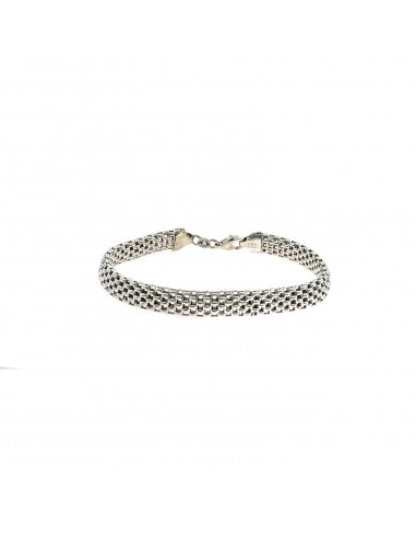 White gold plated flat korean mesh bracelet in 925 silver