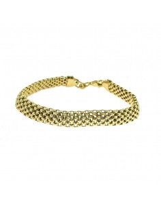 Yellow gold plated flat Korean mesh bracelet in 925 silver