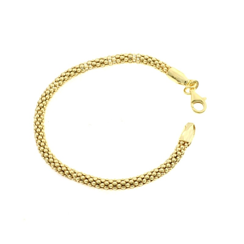 Korean mesh bracelet 4.5 mm. yellow gold plated in 925 silver