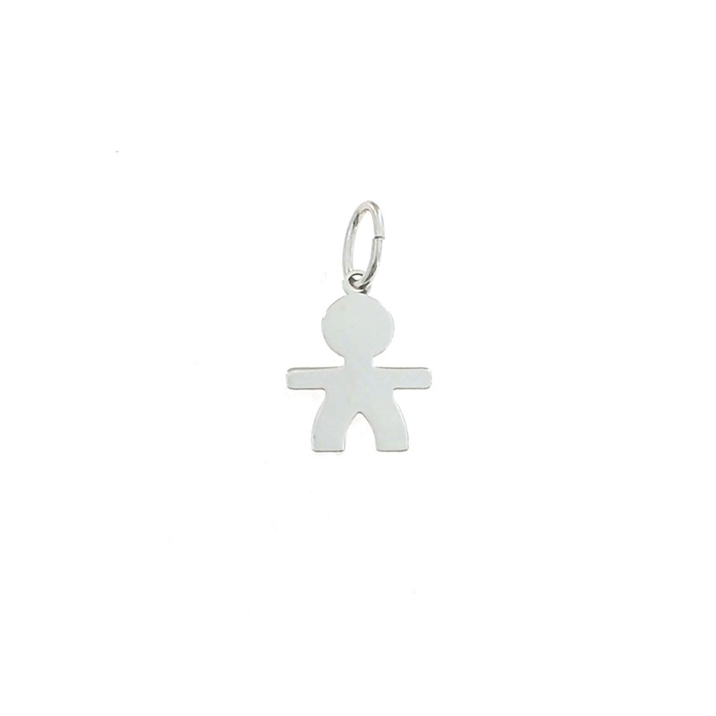 Child pendant 13x17 mm. white gold plated in 925 silver