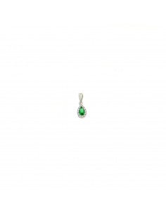 Green drop zircon pendant 5x7 mm. on a white gold plated base with white zirconia frame in 925 silver