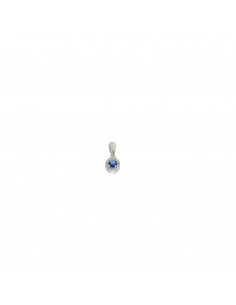 Blue light point pendant on white gold plated base with white zircon frame in 925 silver