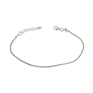 Pop corn mesh bracelet white gold plated in 925 silver