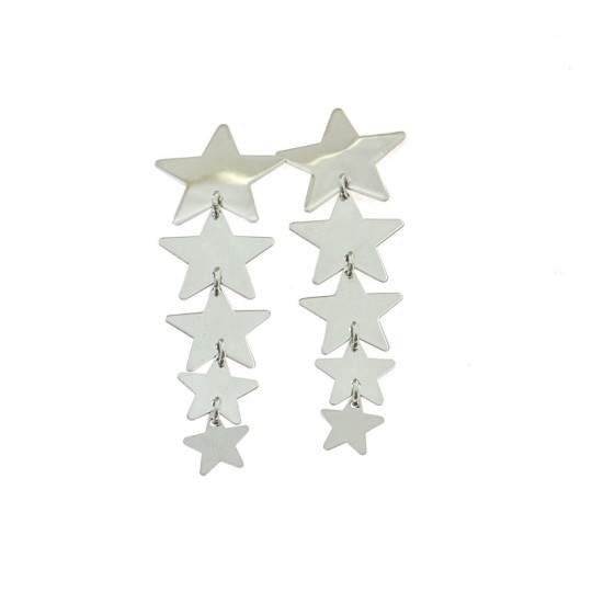 Orecchini con 5 stelle degradè placcati oro bianco in argento 925