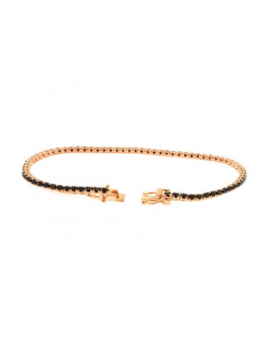 Rose gold plated tennis bracelet with 2mm black zircons. in 925 silver