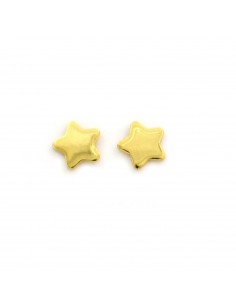 Yellow gold plated lobe earrings star round tip 7x7 mm. in 925 silver