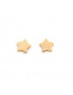 Lobe earrings rose gold plated star round tip 7x7 mm. in 925 silver