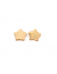 Rose gold plated lobe earrings star round tip 10x10 mm. in 925 silver